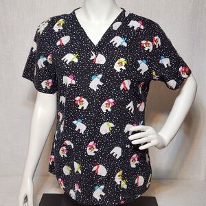 Dickies Polar Bear Presents Print Winter Scrubs Medical Uniform Nurse Prob Large